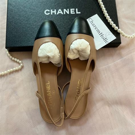 chanel 23b dark beige|chanel slingbacks.